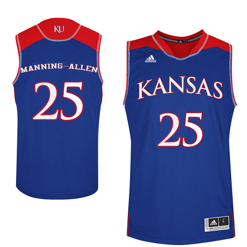 Men Kansas Jayhawks #25 Caelynn Manning-Allen College Basketball Jerseys-Royals - Click Image to Close